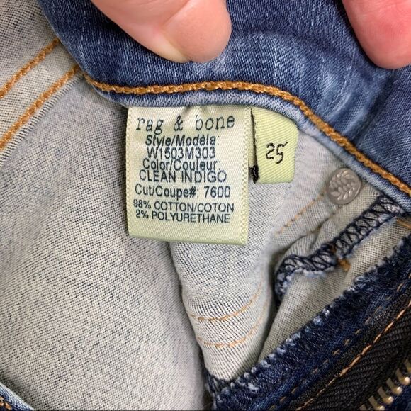 Rag & Bone The Legging Skinny Jeans - Clean Indigo Medium Wash Low-rise Sz 25 - Picture 14 of 16